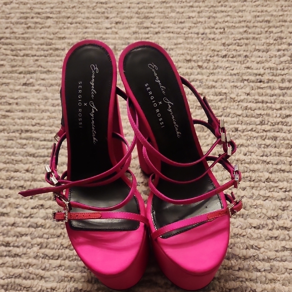 SERGIO ROSSI Strappy Platform Sandals Size 36 1/2 - Picture 5 of 9
